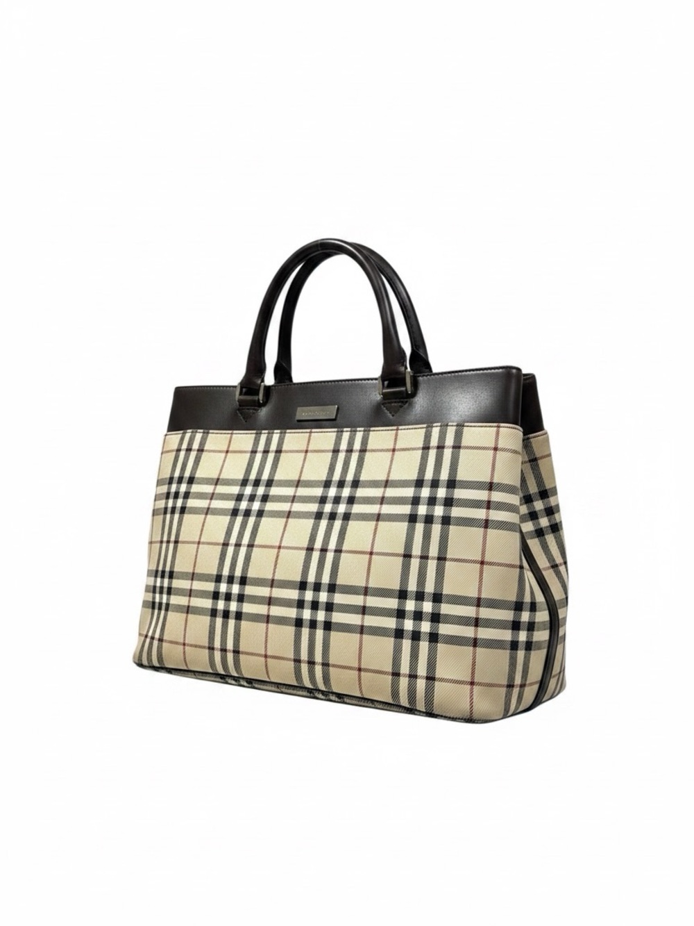 Burberry Nova Check Canvas & Leather Tote Bag | Classic Beige Plaid
